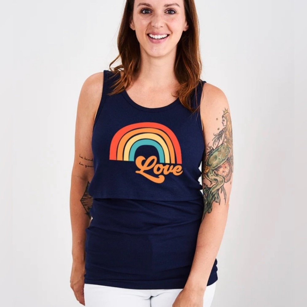 🦋 3/$25 🦋 Latched Mama Rainbow Love ribbed nursing tank